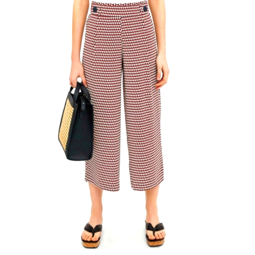ZARA Trf Collection Geometric Print Wide Leg Pants
